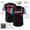 Custom Black Red-Light Blue Authentic Two Tone Baseball Jersey