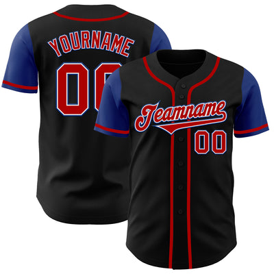 Custom Black Red-Royal Authentic Two Tone Baseball Jersey