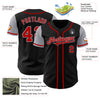 Custom Black Red-Gray Authentic Two Tone Baseball Jersey