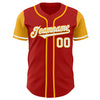 Custom Red White-Gold Authentic Two Tone Baseball Jersey