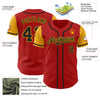 Custom Red Black-Gold Authentic Two Tone Baseball Jersey