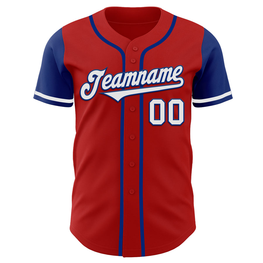 Custom Red White-Royal Authentic Two Tone Baseball Jersey