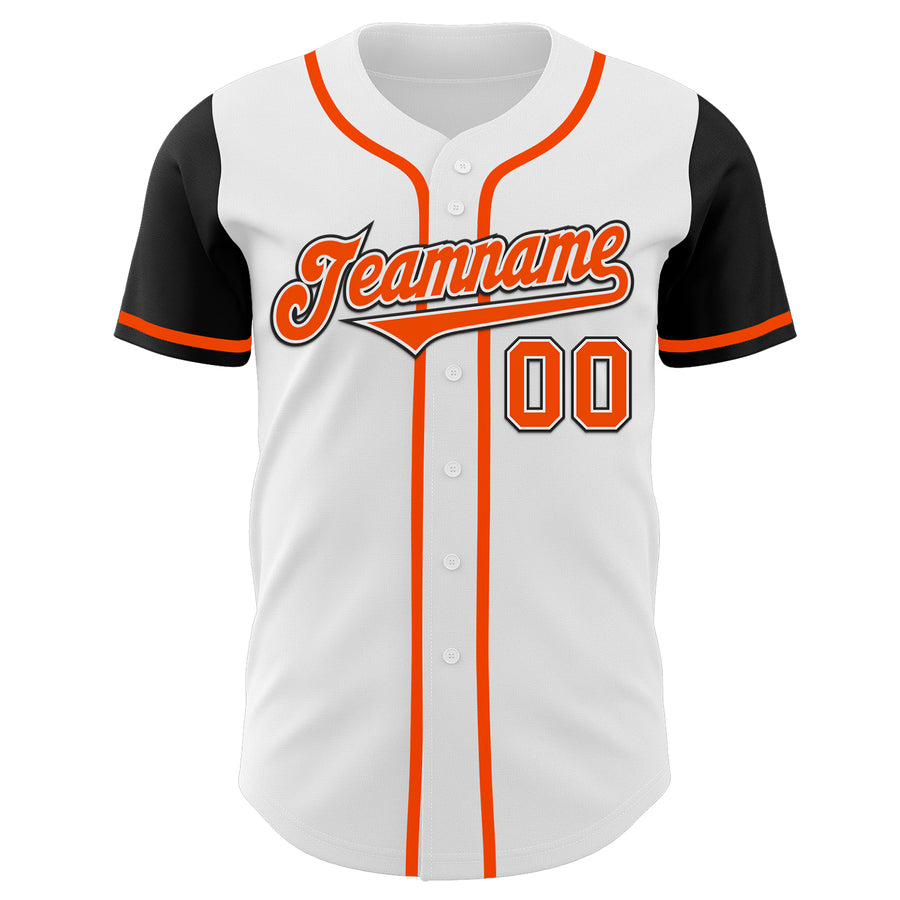 Custom White Orange-Black Authentic Two Tone Baseball Jersey