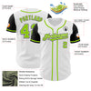 Custom White Neon Green-Black Authentic Two Tone Baseball Jersey