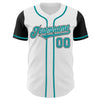 Custom White Teal-Black Authentic Two Tone Baseball Jersey