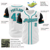 Custom White Teal-Black Authentic Two Tone Baseball Jersey