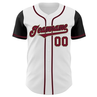 Custom White Crimson-Black Authentic Two Tone Baseball Jersey