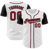 Custom White Crimson-Black Authentic Two Tone Baseball Jersey