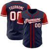 Custom Navy White-Red Authentic Two Tone Baseball Jersey