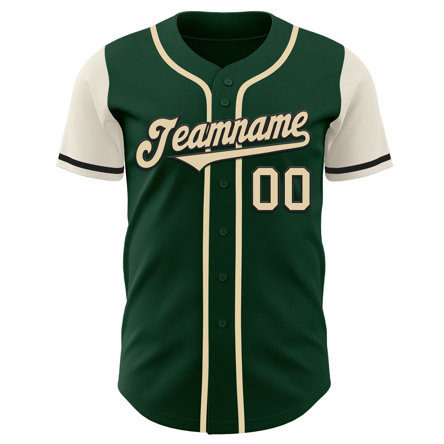 Custom Green Cream-Black Authentic Two Tone Baseball Jersey