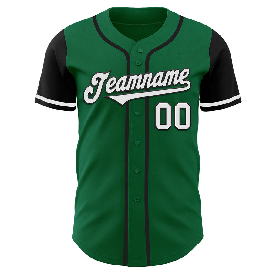 Custom Kelly Green White-Black Authentic Two Tone Baseball Jersey