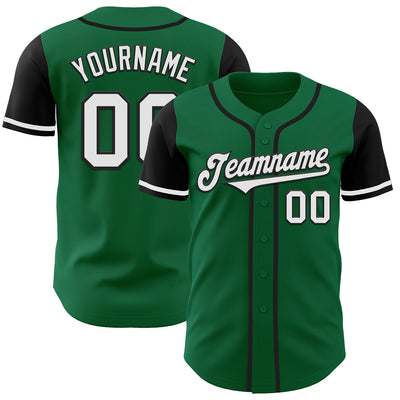 Custom Kelly Green White-Black Authentic Two Tone Baseball Jersey