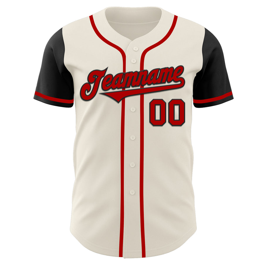 Custom Cream Red-Black Authentic Two Tone Baseball Jersey