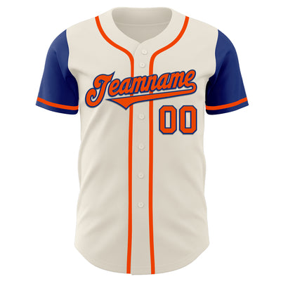 Custom Cream Orange-Royal Authentic Two Tone Baseball Jersey