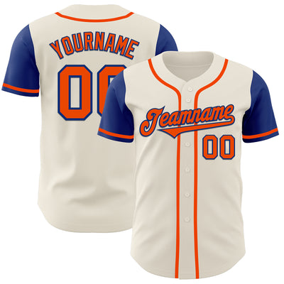 Custom Cream Orange-Royal Authentic Two Tone Baseball Jersey