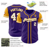 Custom Purple White-Gold Authentic Two Tone Baseball Jersey