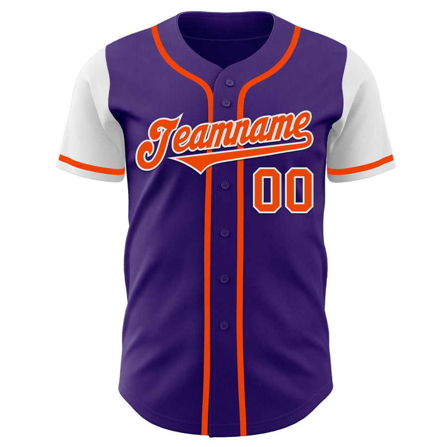 Custom Purple Orange-White Authentic Two Tone Baseball Jersey