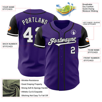 Custom Purple White-Black Authentic Two Tone Baseball Jersey