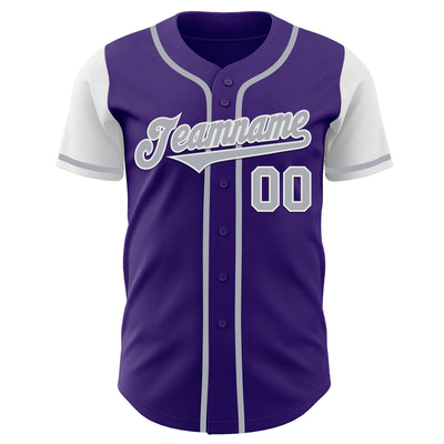 Custom Purple Gray-White Authentic Two Tone Baseball Jersey