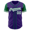 Custom Purple White-Kelly Green Authentic Two Tone Baseball Jersey