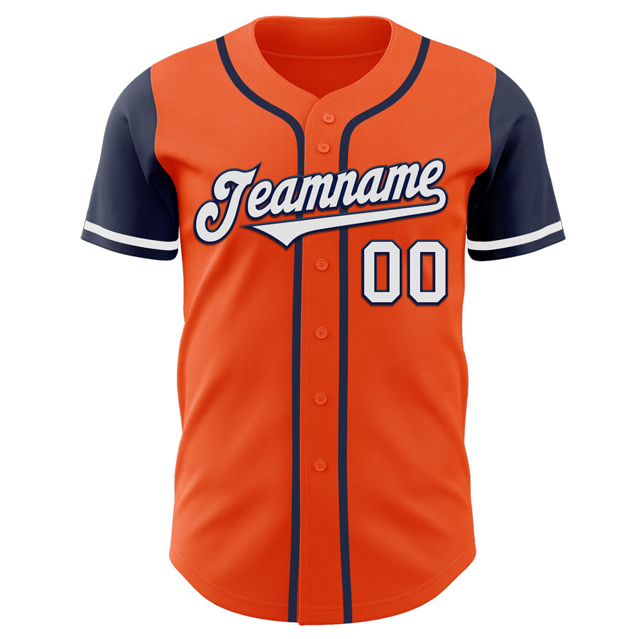 Custom Orange White-Navy Authentic Two Tone Baseball Jersey