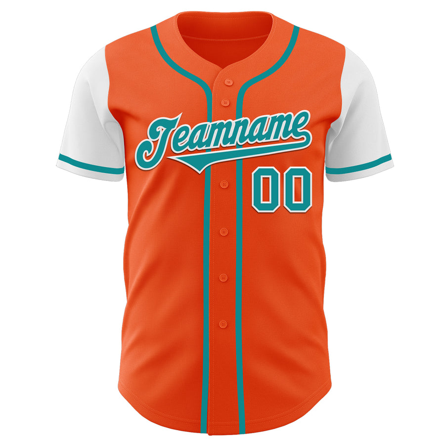 Custom Orange Teal-White Authentic Two Tone Baseball Jersey