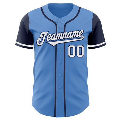 Custom Powder Blue White-Navy Authentic Two Tone Baseball Jersey