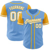 Custom Light Blue White-Gold Authentic Two Tone Baseball Jersey