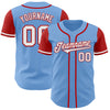 Custom Light Blue White-Red Authentic Two Tone Baseball Jersey