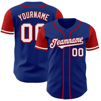 Custom Royal White-Red Authentic Two Tone Baseball Jersey