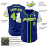 Custom Royal Neon Green-White Authentic Two Tone Baseball Jersey