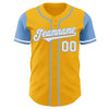 Custom Gold White-Light Blue Authentic Two Tone Baseball Jersey