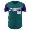 Custom Teal White-Purple Authentic Two Tone Baseball Jersey