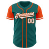 Custom Teal White-Orange Authentic Two Tone Baseball Jersey