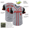 Custom Gray Red-Black Authentic Two Tone Baseball Jersey