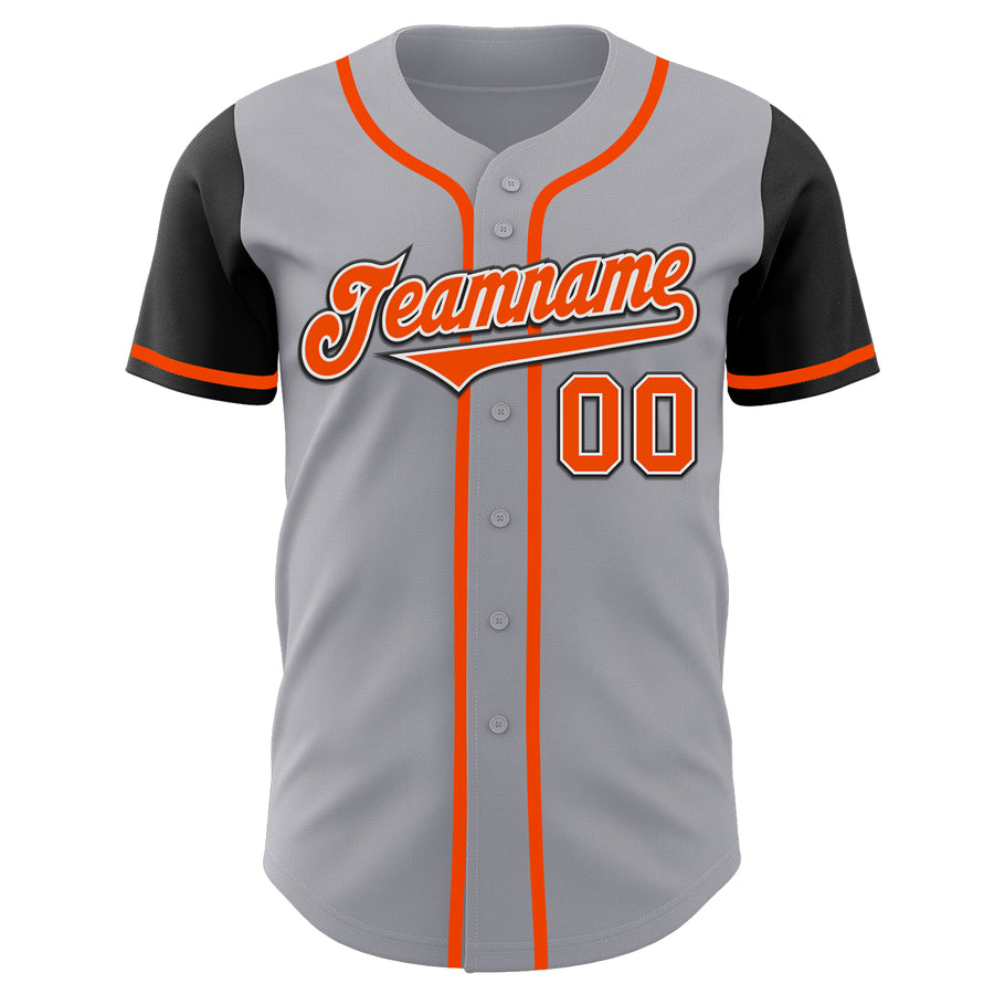 Custom Gray Orange-Black Authentic Two Tone Baseball Jersey