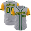 Custom Gray Green-Gold Authentic Two Tone Baseball Jersey