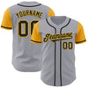 Custom Gray Black-Gold Authentic Two Tone Baseball Jersey