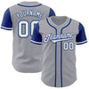 Custom Gray White-Royal Authentic Two Tone Baseball Jersey