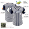 Custom Gray White-Navy Authentic Two Tone Baseball Jersey