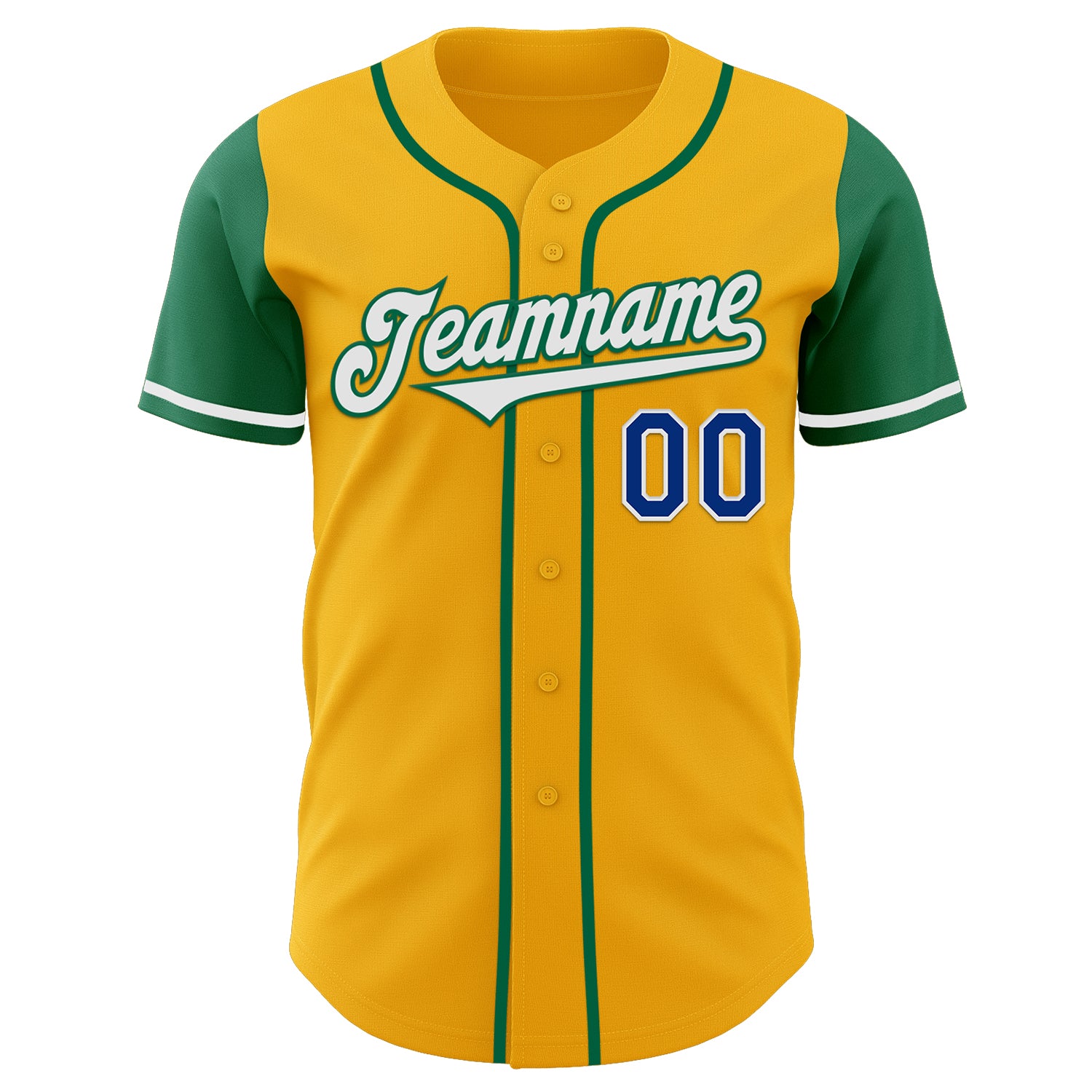 Custom Gold Royal-Kelly Green Authentic Two Tone Baseball Jersey