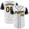 Custom White Navy-Gold Authentic Two Tone Baseball Jersey