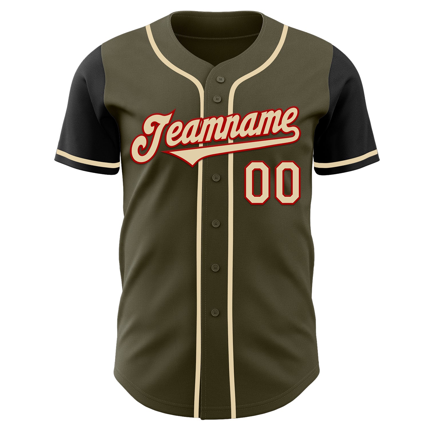 Custom Olive Cream Red-Black Authentic Salute To Service Two Tone Baseball Jersey