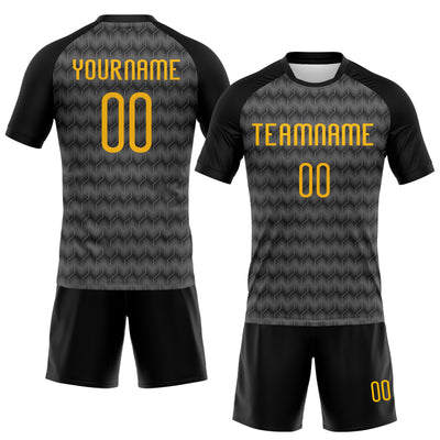 Custom Gray Gold-Black Geometric Shape Sublimation Volleyball Uniform Jersey