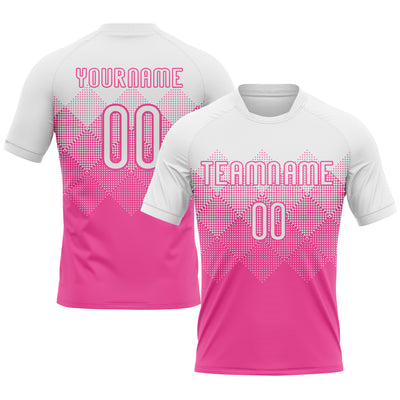 Custom Pink White Geometric Shape Sublimation Volleyball Uniform Jersey