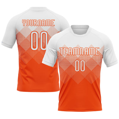 Custom Orange White Geometric Shape Sublimation Volleyball Uniform Jersey