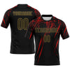 Custom Black Red-Old Gold Splash Sublimation Volleyball Uniform Jersey