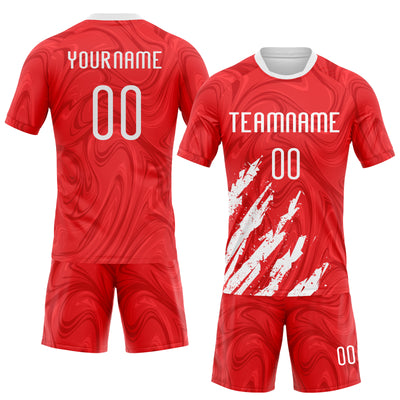 Custom Red White Abstract Fragment Art Sublimation Volleyball Uniform Jersey