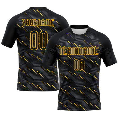 Custom Black Gold Geometric Shape Sublimation Volleyball Uniform Jersey