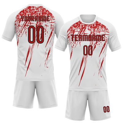 Custom White Red-Black Splash Sublimation Volleyball Uniform Jersey